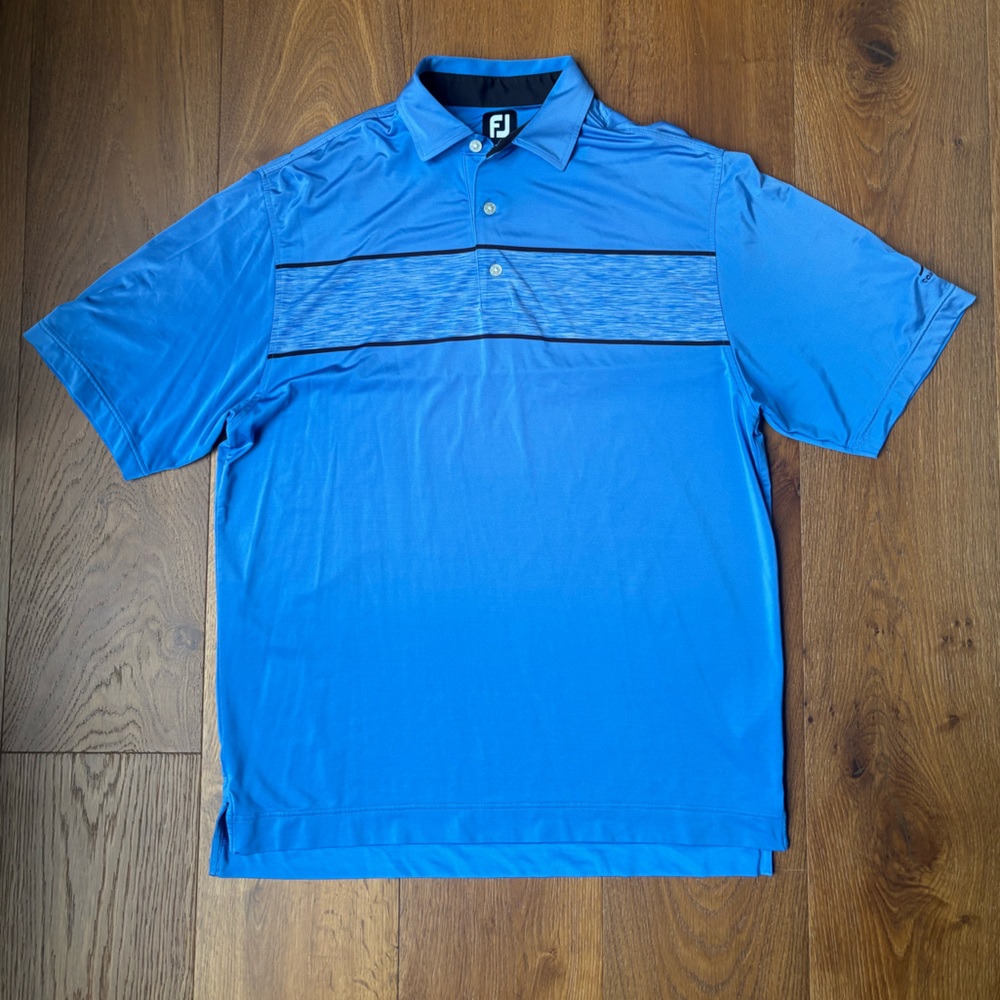 FootJoy Performance Short Sleeve Golf Polo Blue Large Country Club Resortwear